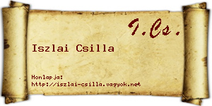 Iszlai Csilla névjegykártya